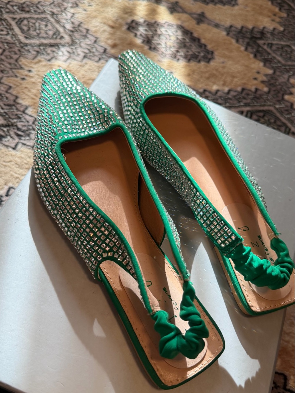 Embellished Green Slingback Flats by - Picture 5 of 9